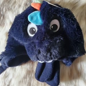 Dino Faux Fur Hat And Mitten